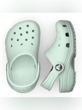 Kids Light Mint Comfort Croc/Clog with 4 decorative Jibbitz charms